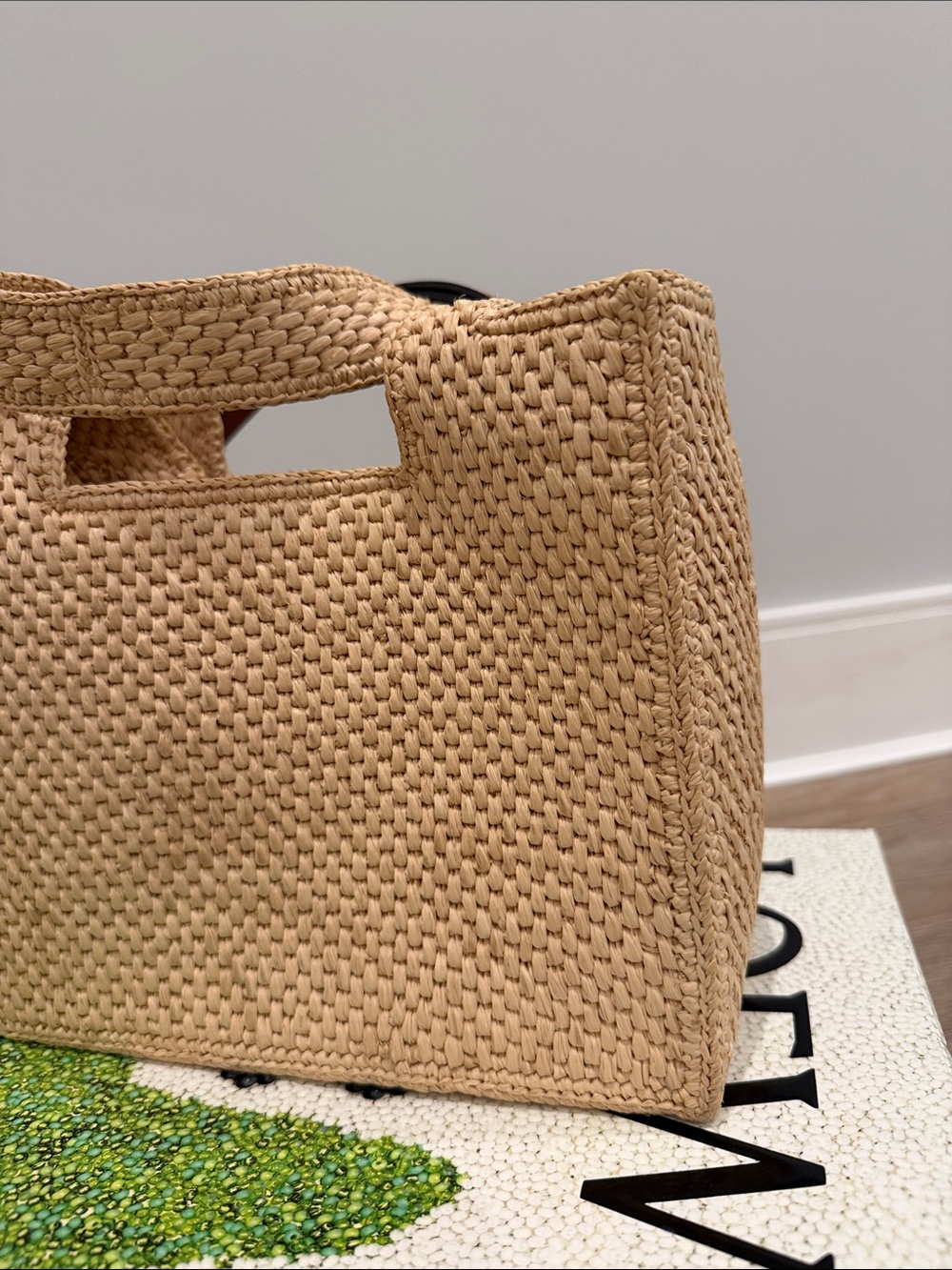 Small Loewe Natural Woven Tote with Black Logo - Picture 4 of 11